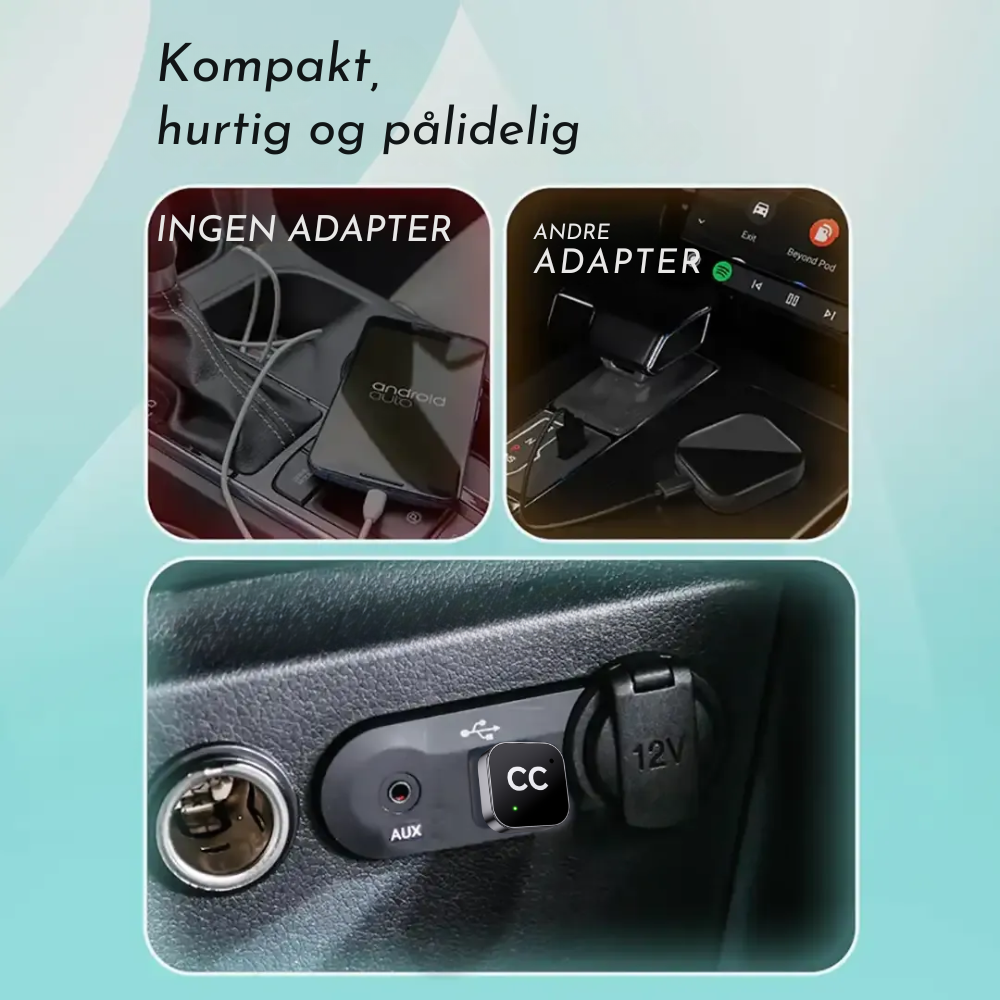 CastCube™ | Plug & Play USB-enhed til øjeblikkelig CarPlay og Android Auto i din bil