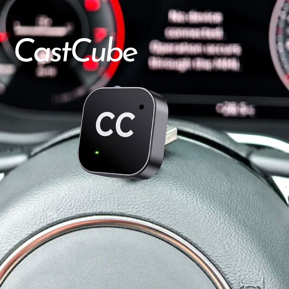 CastCube™ | Plug & Play USB-enhed til øjeblikkelig CarPlay og Android Auto i din bil