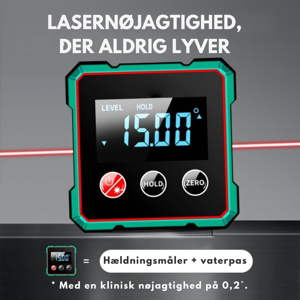PrecisionPro™ | Laser vaterpas & hældningsmåler – præcise linjer uden fejl