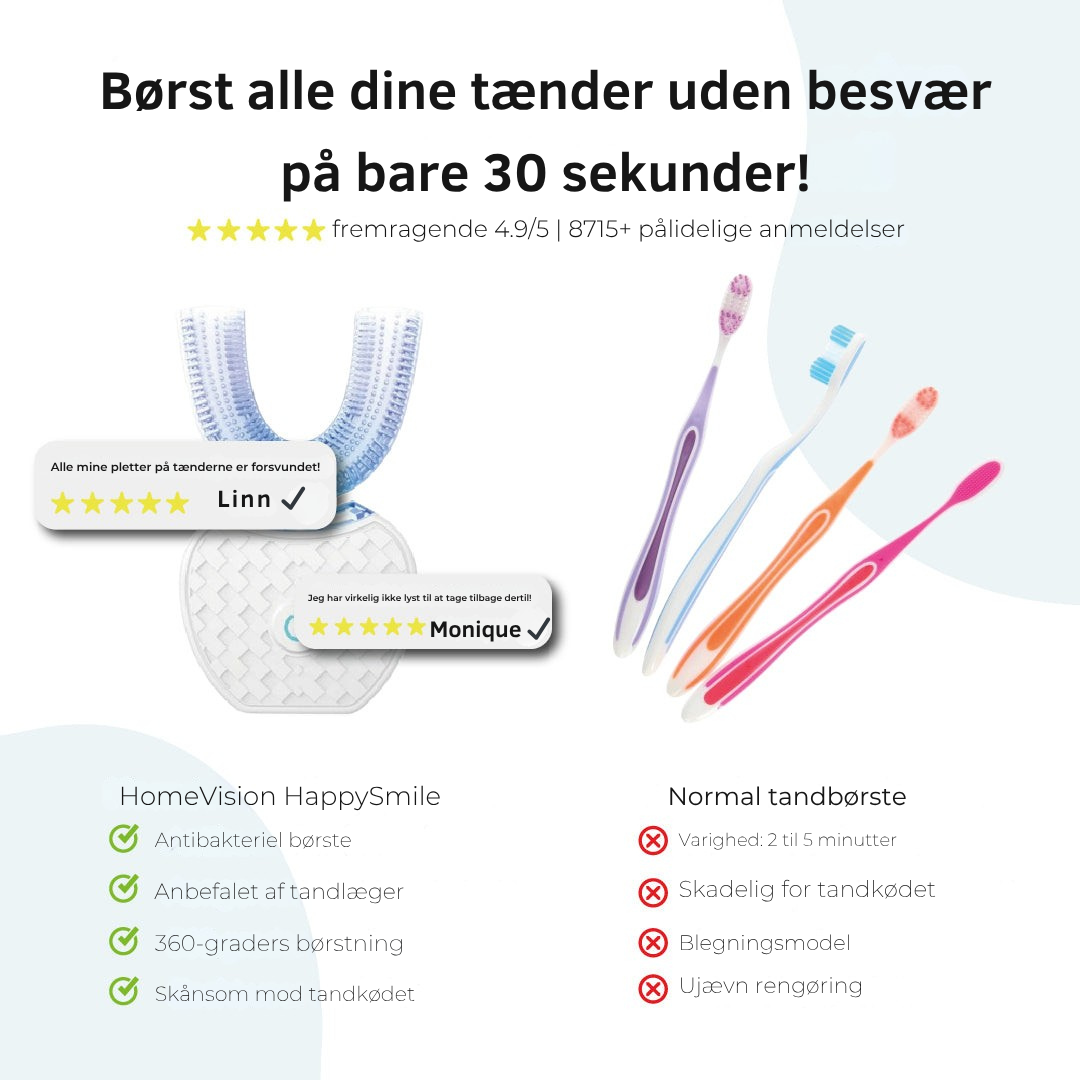 HappySmile™ | Enkel og hurtig tandbørste på under 30 sekunder!