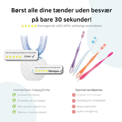 HappySmile™ | Enkel og hurtig tandbørste på under 30 sekunder!