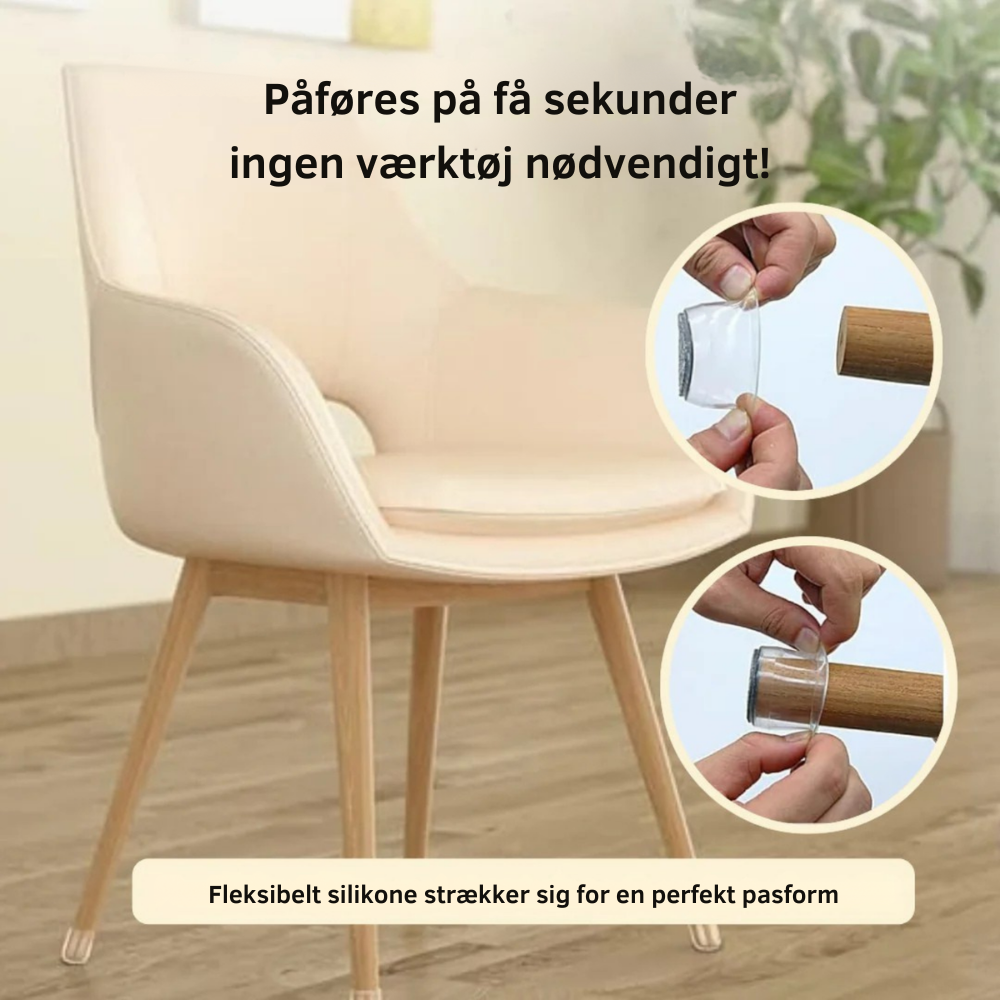 ChairSocks™ | Usynlige, fleksible sokker til stoleben – beskyt dine gulve mod ridser