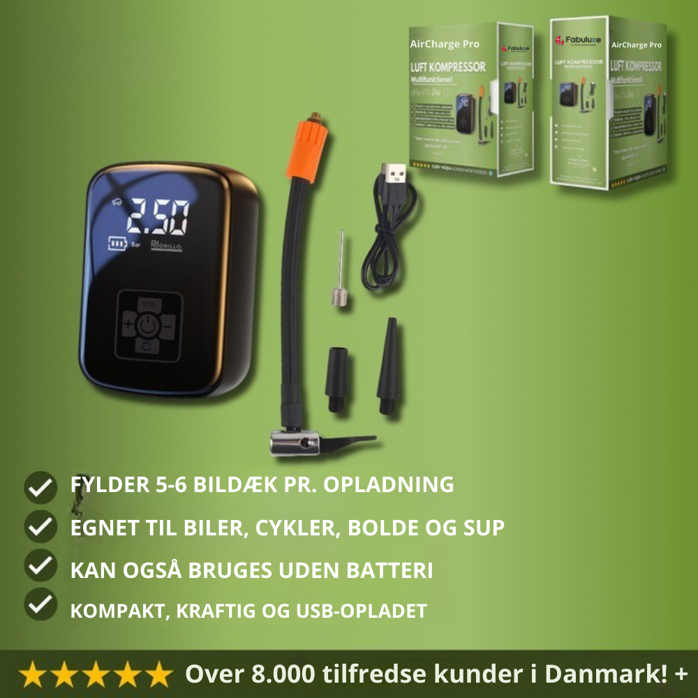 AirCharge™ Pro | Den ultimative bærbare 4-i-1-dækpumpe🚗