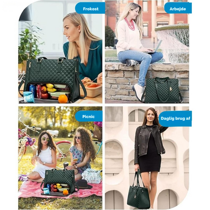 LuxeCarry™ | Alt-i-en Tas til Arbejde, Frokost og Laptop