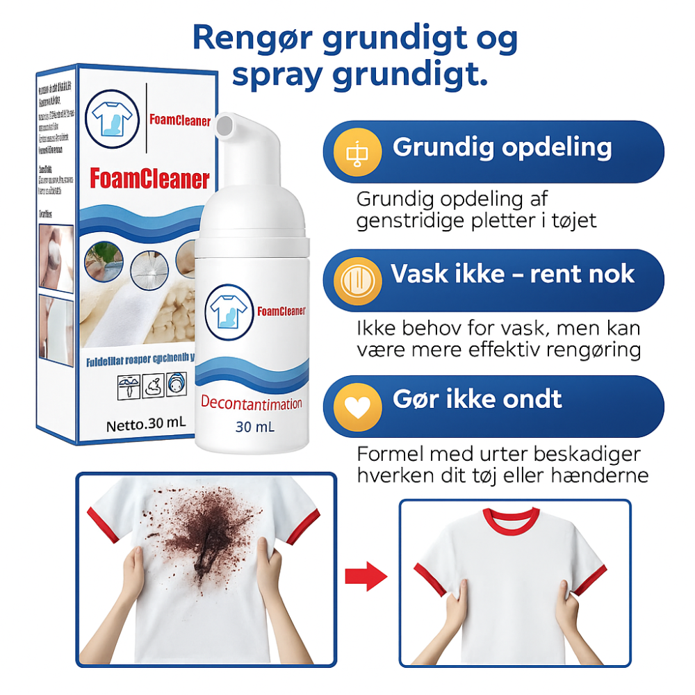 FoamCleaner™ | Hurtig pletfjerner uden vand og skrubning!