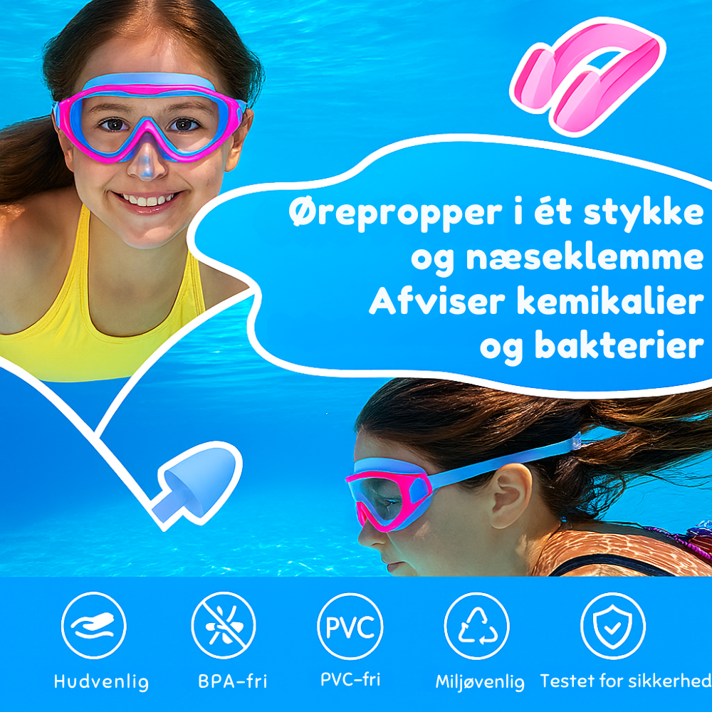 SwimSnaps™ | Børnevenlige svømmebriller uden træk i håret og tårer i øjnene