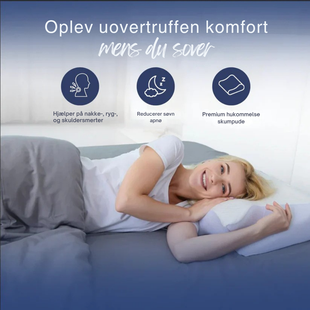 ErgoPillow™ | Sov bedre, vågn friskere – ergonomisk støtte til nakke og ryg hele natten