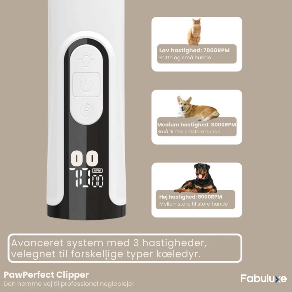 PawPerfect™ | Elektrisk negleklipper med LED og USB-opladning