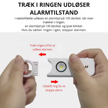 DeFendra™ | Sikkerhedsalarm til kvinder og børn til udendørs brug og på farten