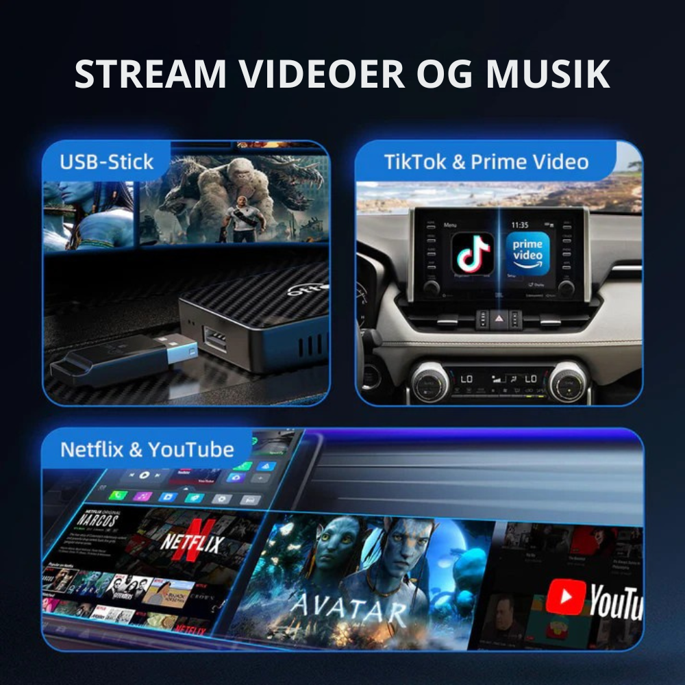 StreamBox™ | Stream Netflix, Youtube, Prime og meget mere til din bil