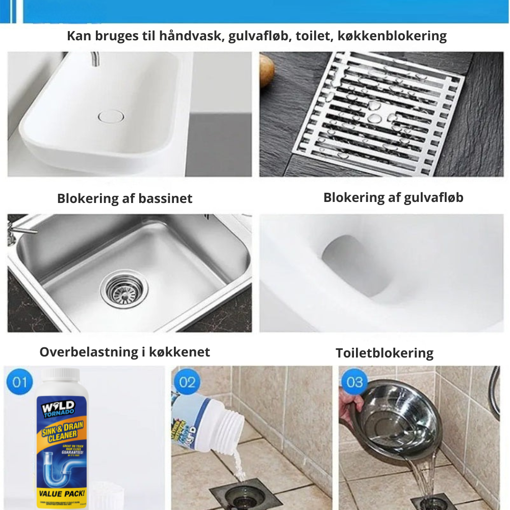 DrainClean™ | Slip for stoppede afløb på få minutter