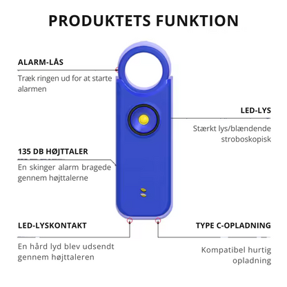 DeFendra™ | Sikkerhedsalarm til kvinder og børn til udendørs brug og på farten