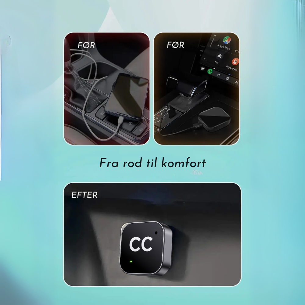 CastCube™ | Plug & Play USB-enhed til øjeblikkelig CarPlay og Android Auto i din bil