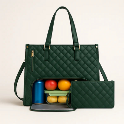 LuxeCarry™ | Alt-i-en Tas til Arbejde, Frokost og Laptop