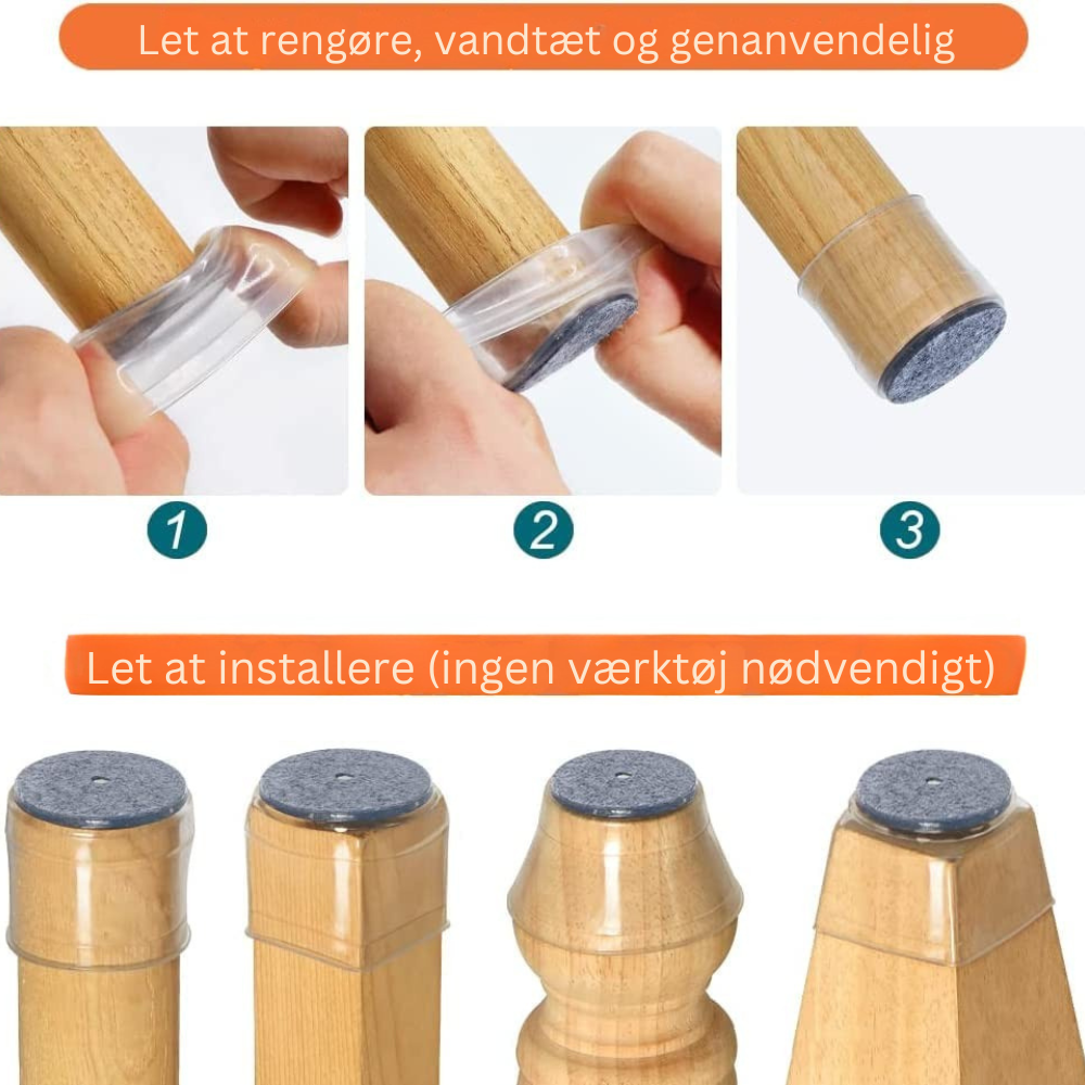 ChairSocks™ | Usynlige, fleksible sokker til stoleben – beskyt dine gulve mod ridser