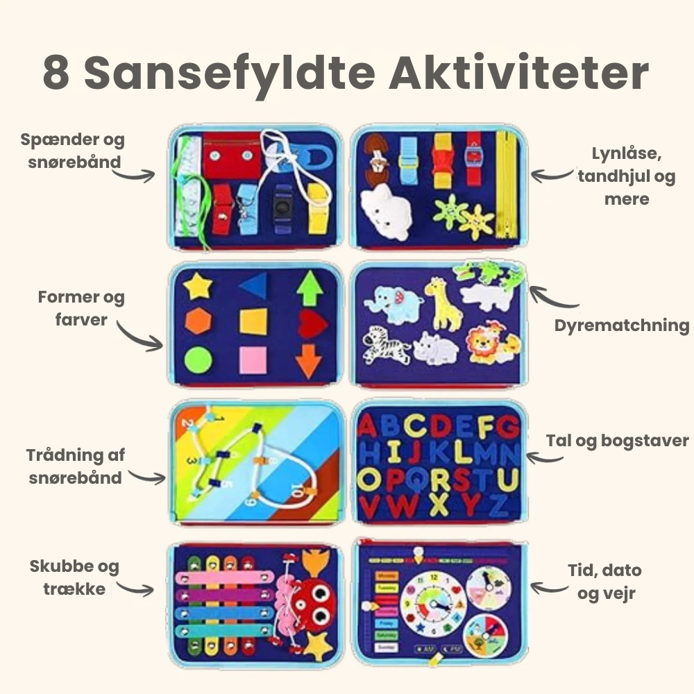 BusyBoard™ | Skærmfri læringsbog der udvikler dit barns fantasi og motorik