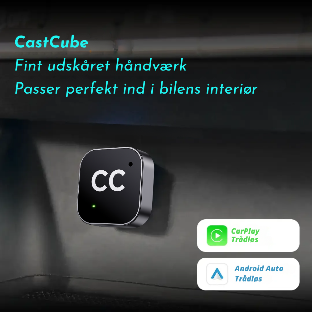 CastCube™ | Plug & Play USB-enhed til øjeblikkelig CarPlay og Android Auto i din bil