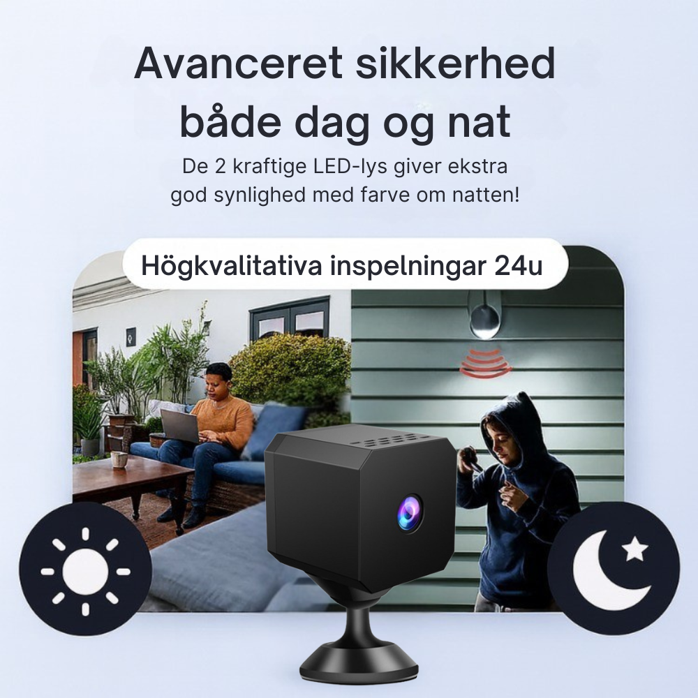 SafeCam Pro™ | Mini WiFi sikkerhedskamera – uden kabler eller dyr installation